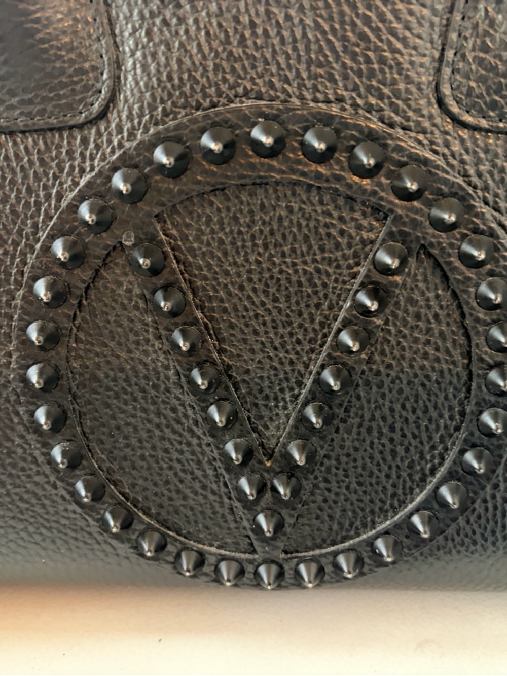 Authentic Valentino Black Leather Studded V-Logo Minimi Satchel - Picture 4 of 4
